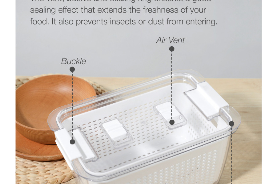 Vegetable & Fruit Storage Container With Strainer