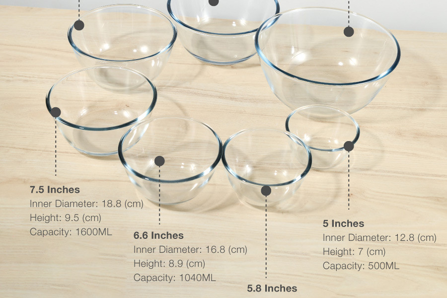 Borosilicate Glass Mixing Bowls (Set Of 7)