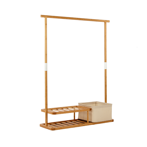 Bamboo Garment Rack With Basket