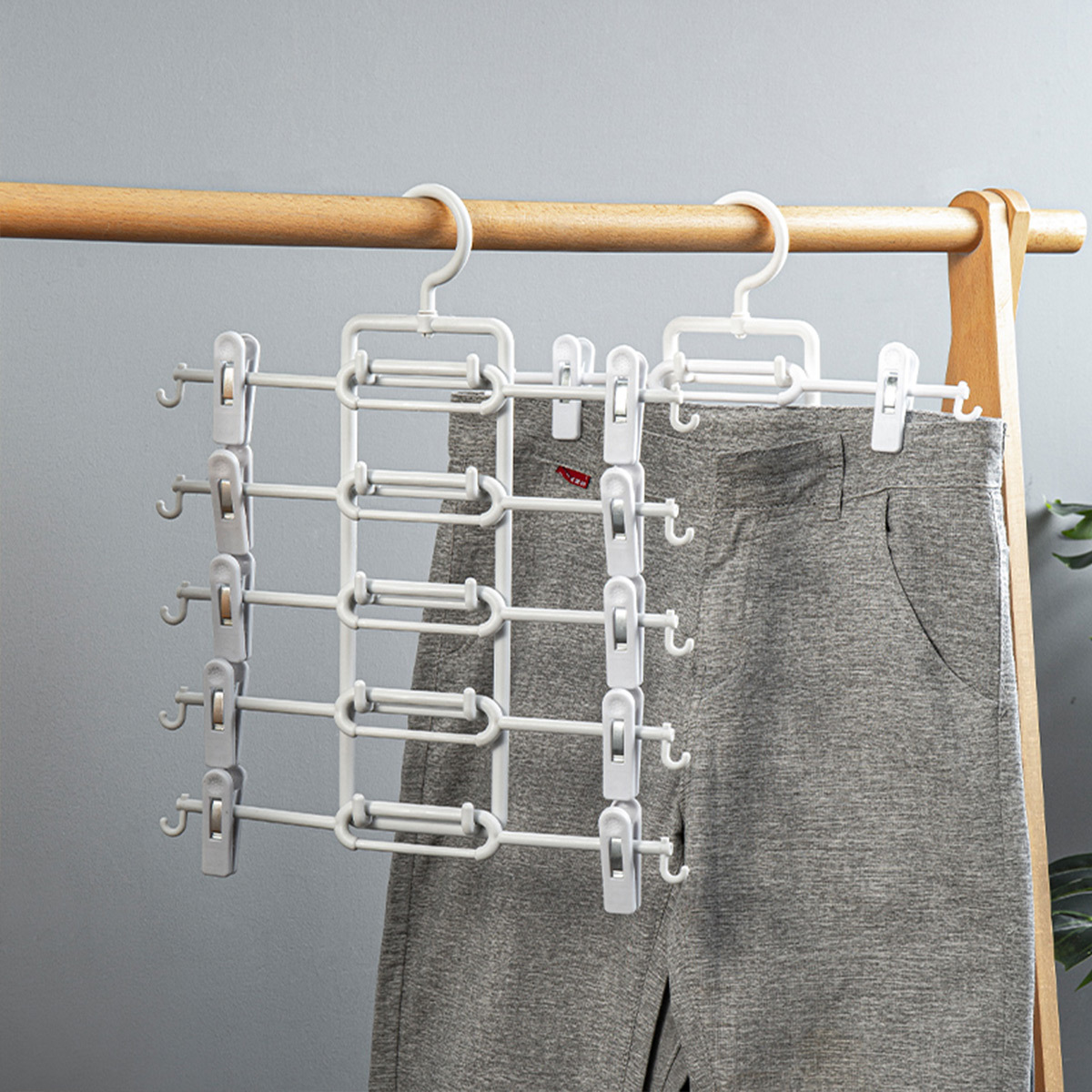 Kitcheniva Adjustable Clip Trousers Hanger - Pack of 100, Pack of