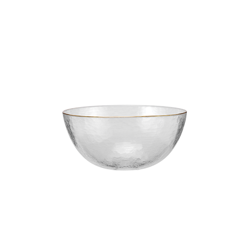 Gold Rim Textured Glass Salad Bowl