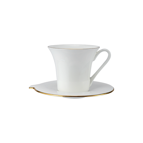 Gold Rim Bone China Coffee Cup & Saucer Set